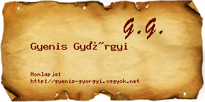 Gyenis Györgyi névjegykártya